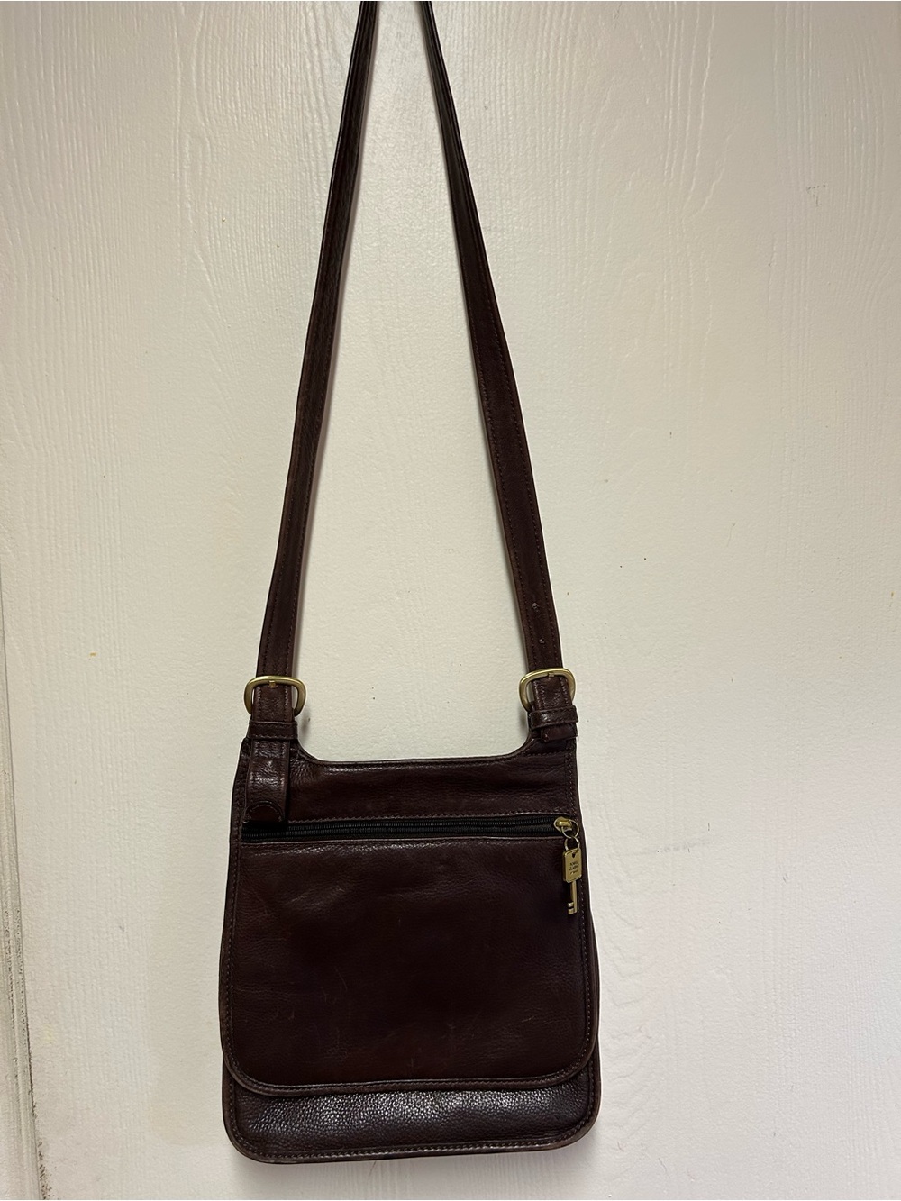 Dark Brown Leather Crossbody Shoulder Bag